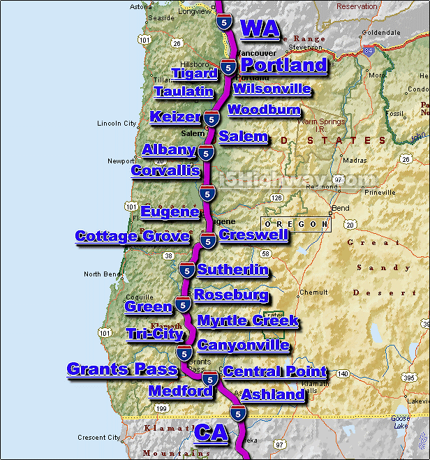 Interstate 5 Oregon State Traffic Map