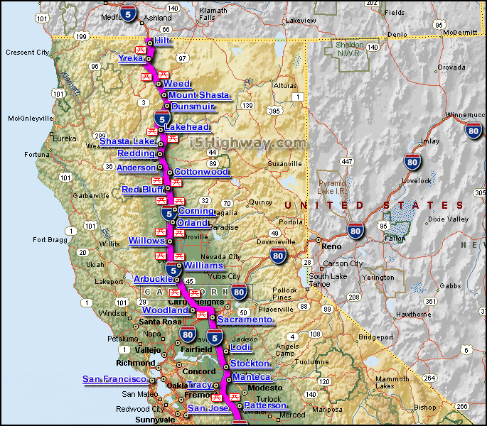 watsonville ca to hwy 5 freeway map