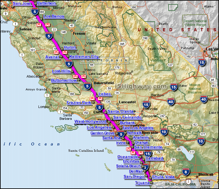i-5 Southern California Map