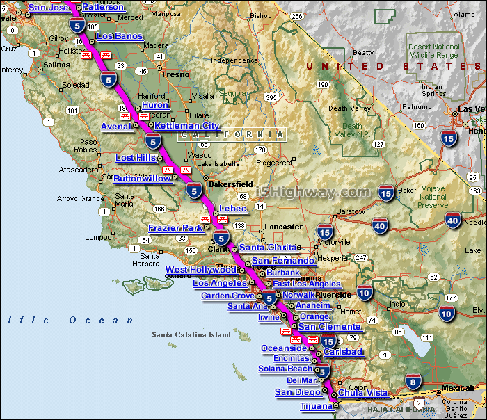 watsonville ca to hwy 5 freeway map