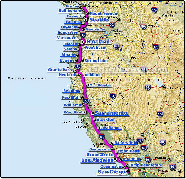 interactive i-5 weather conditions and forecast map